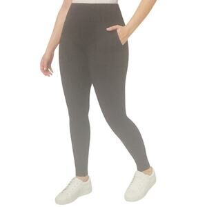 Mondetta Womens Black/Gray Jacquard Knit Leggings With Pockets Large